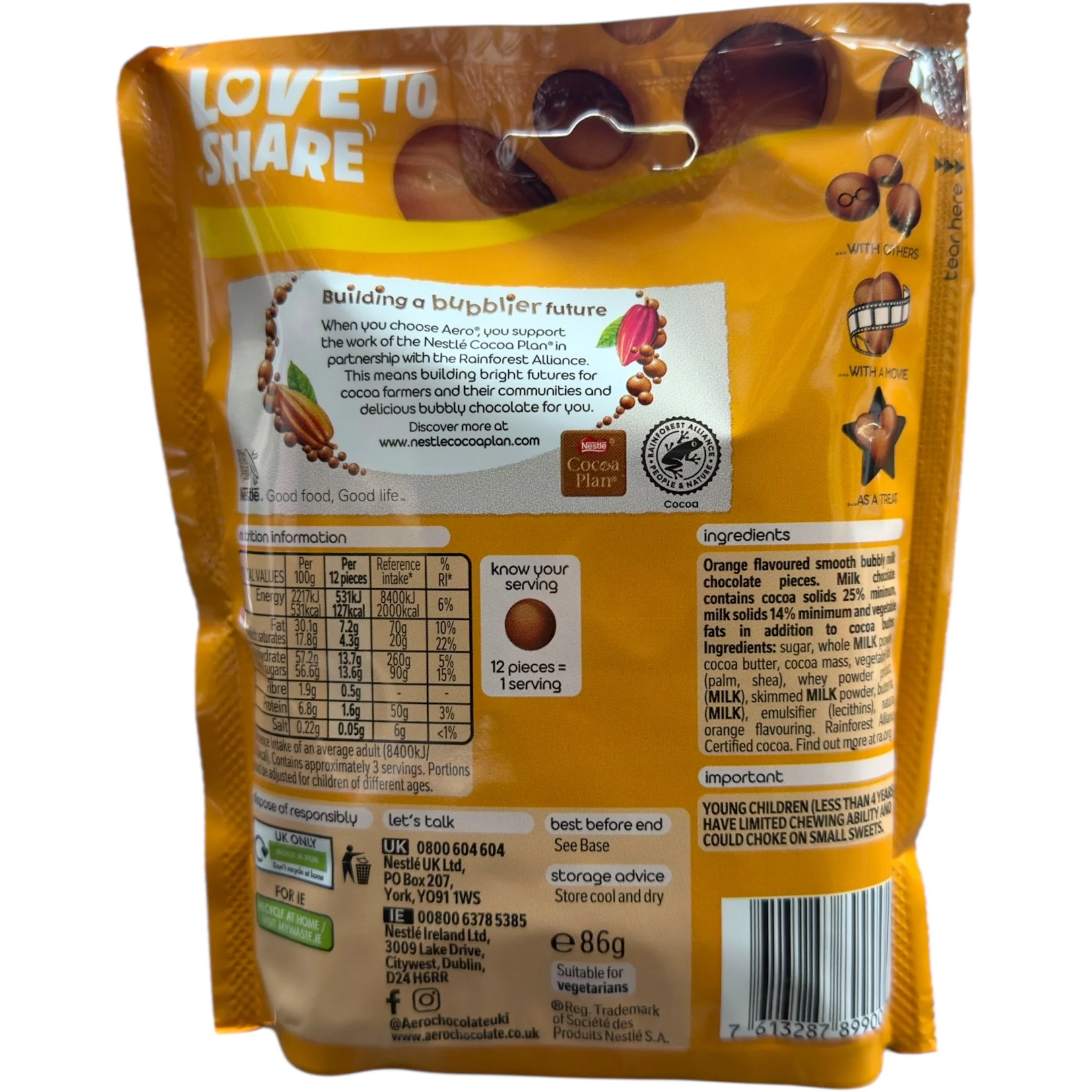 Nestlé Aero Orange Chocolate Melts 100g - Image 2