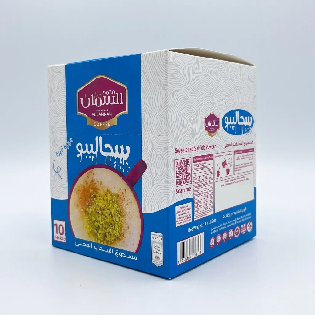 Al Samman Sahleb Powder 10 Sachets - Sweetened Arabic Hot Drink Mix - Image 2