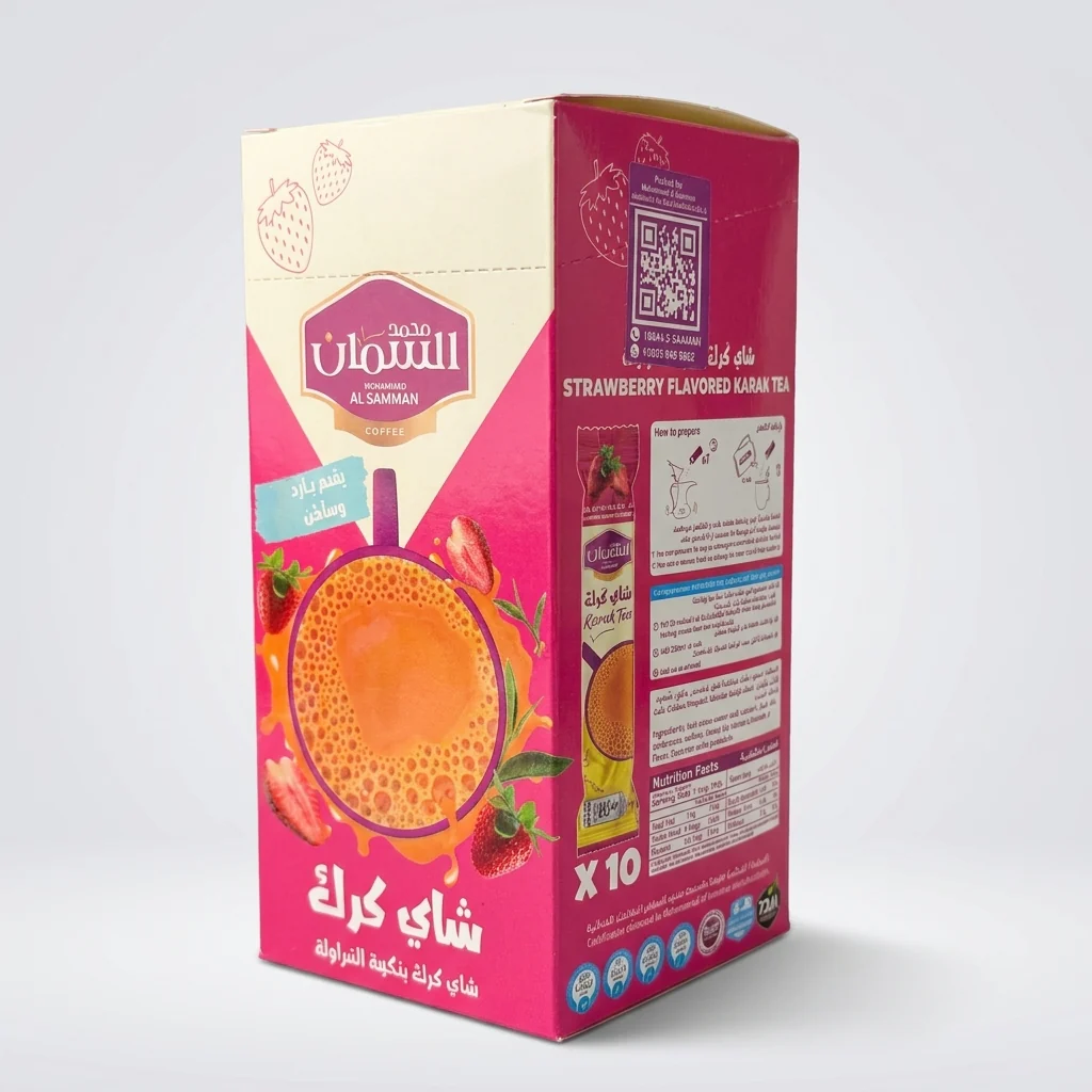 Al-Samman Strawberry Karak Tea 10 Sachets - Authentic Middle Eastern Tea - Image 2