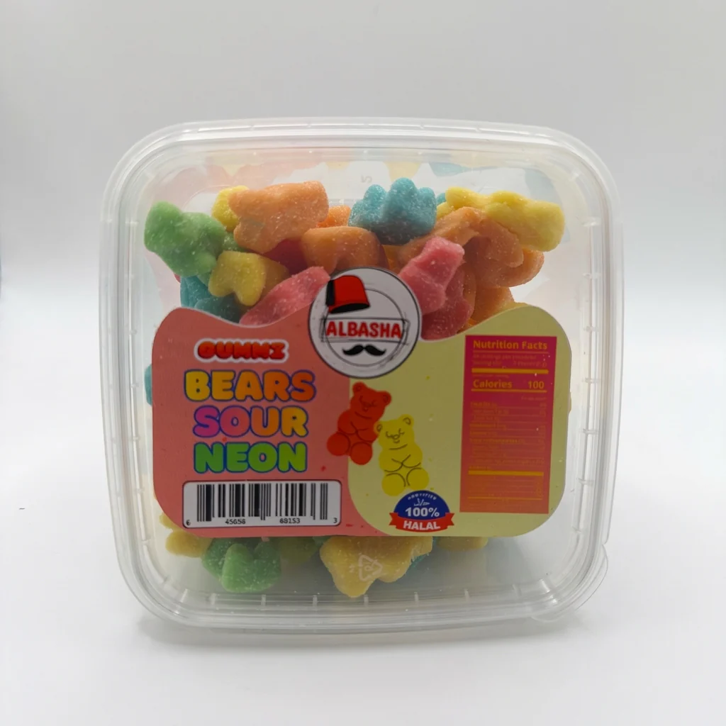 AlBasha Gourmet Bears Sour Neon - Halal Gummy Bears Candy - Image 2