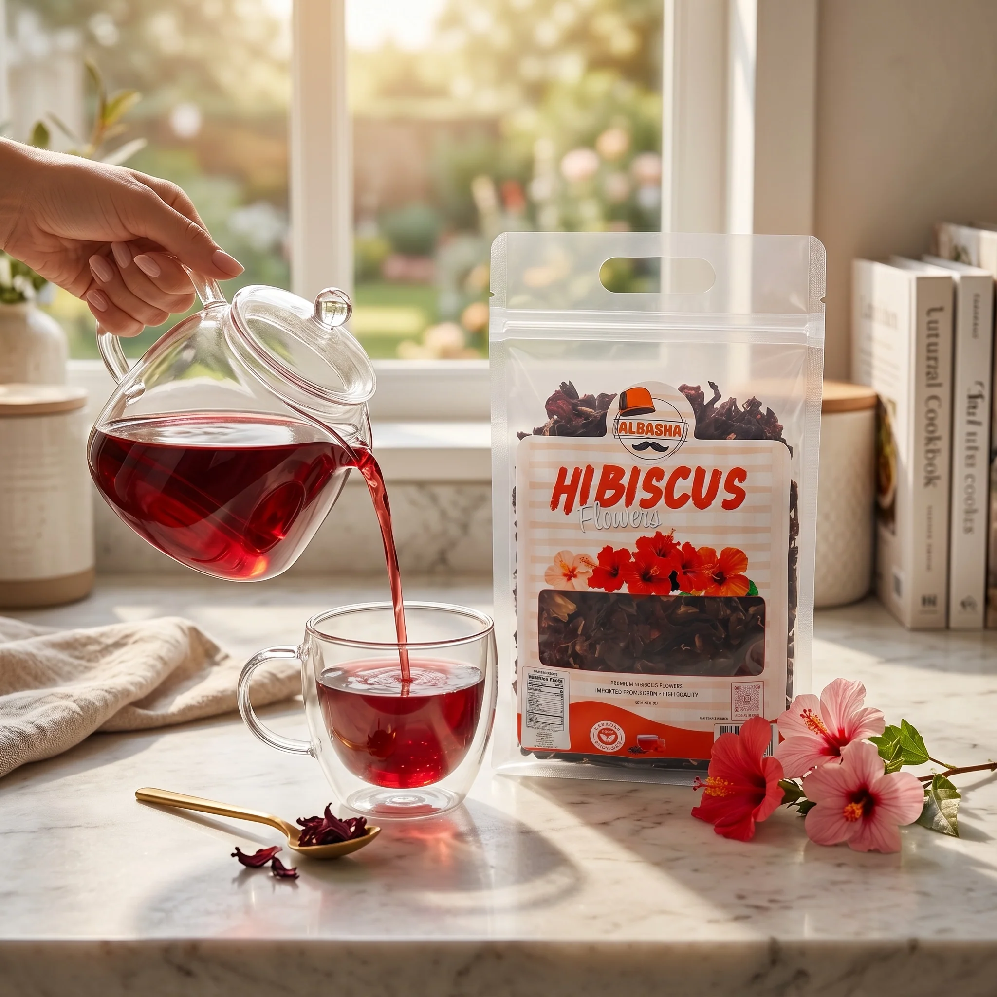 AlBasha Hibiscus Flowers 30g - Premium Sudanese Dried Herbal Tea - Image 2