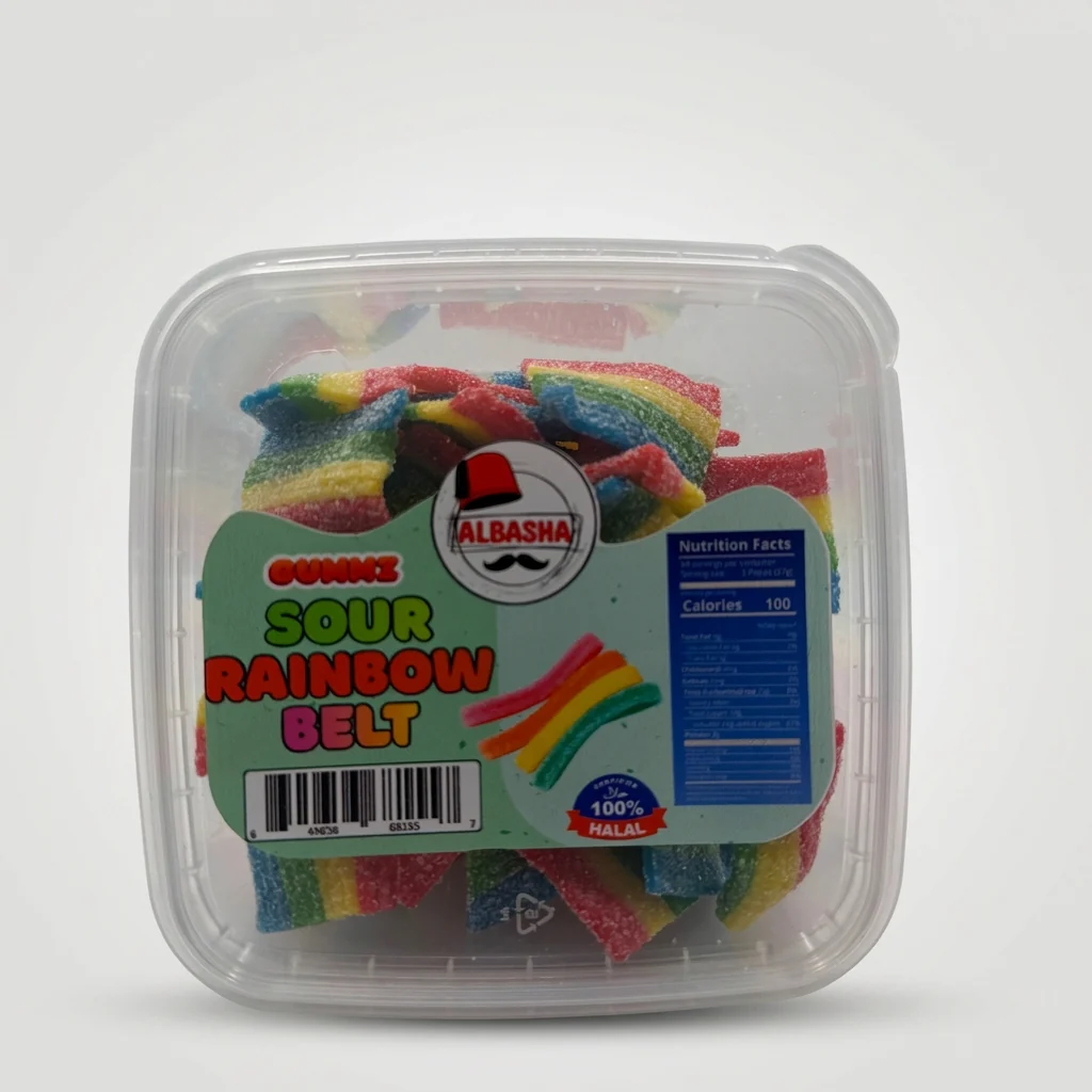 AlBasha Sour Rainbow Belt Gummies - 100% Halal Certified Candy - Image 2