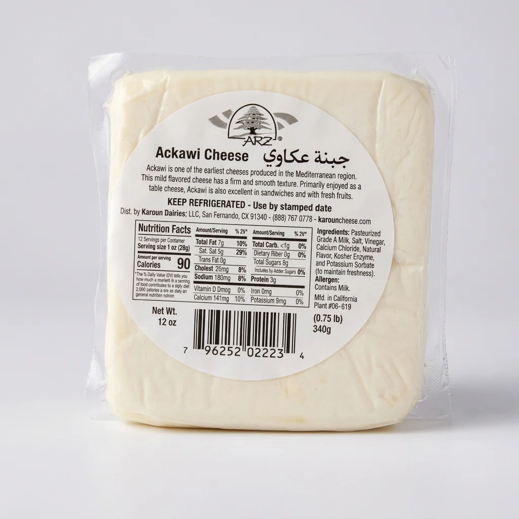 Arz Ackawi Cheese 12 oz - Whole Milk Halal Mediterranean Cheese - Image 2