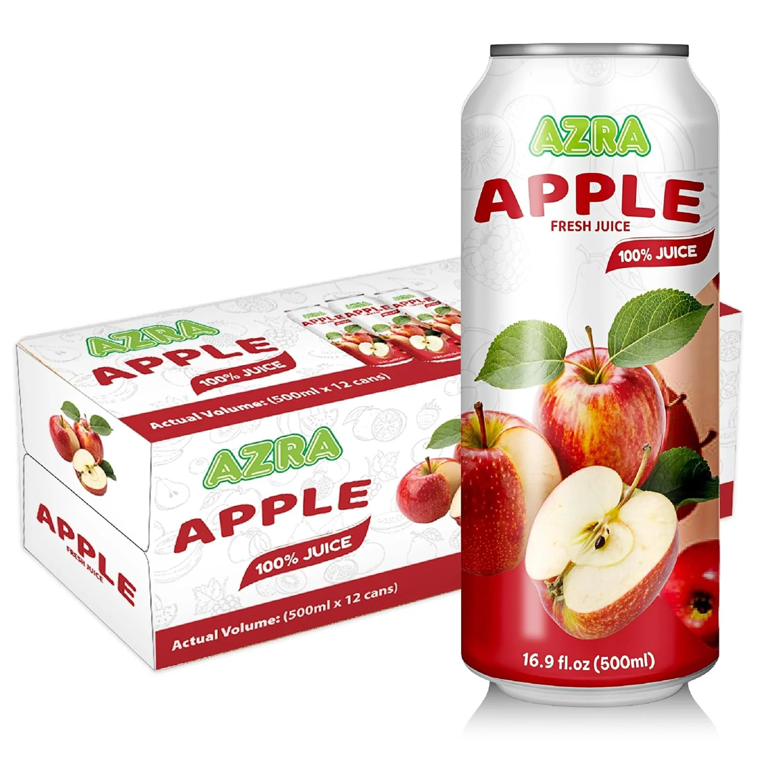 AZRA 100% Juice – 500ml Cans, Zero Sugar Beverages for  Kids & Adults