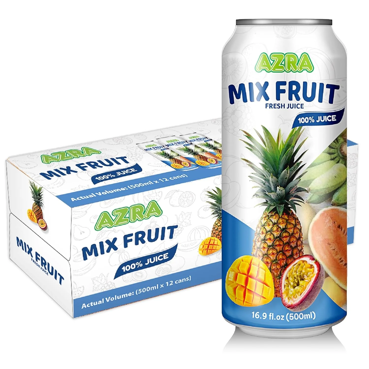 AZRA 100% Juice – 500ml Cans, Zero Sugar Beverages for  Kids & Adults - Image 11