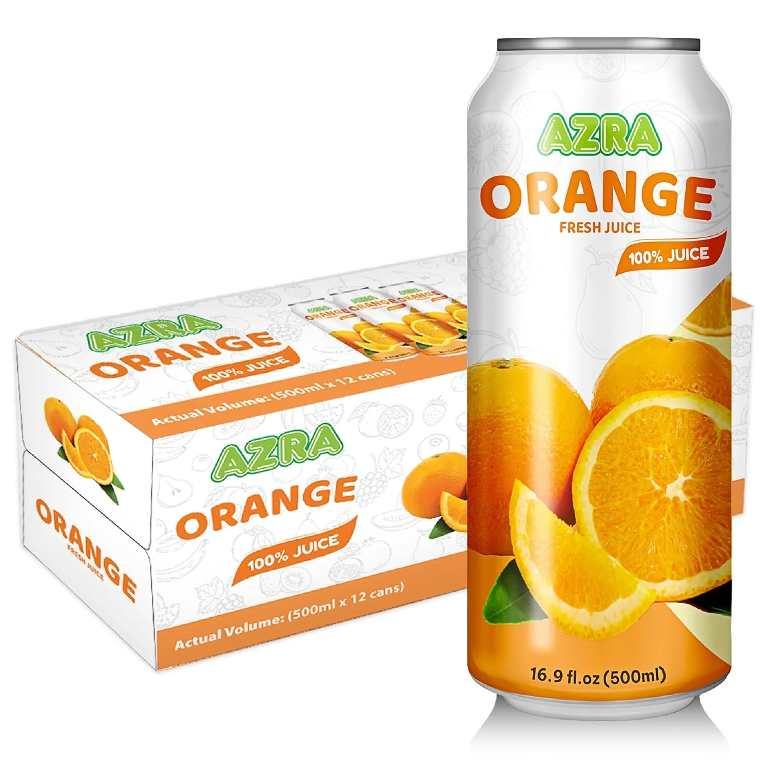 AZRA 100% Juice – 500ml Cans, Zero Sugar Beverages for  Kids & Adults - Image 12
