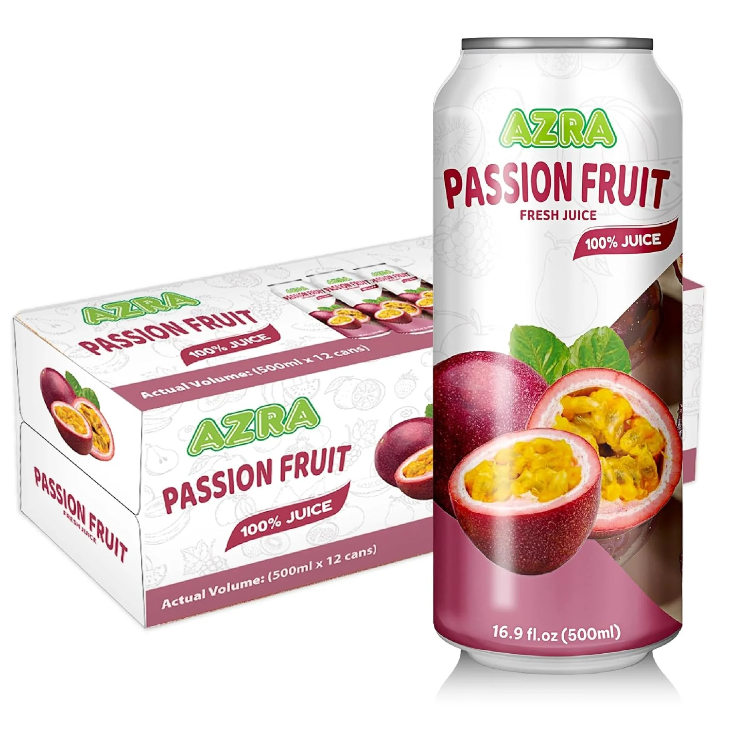 AZRA 100% Juice – 500ml Cans, Zero Sugar Beverages for  Kids & Adults - Image 13