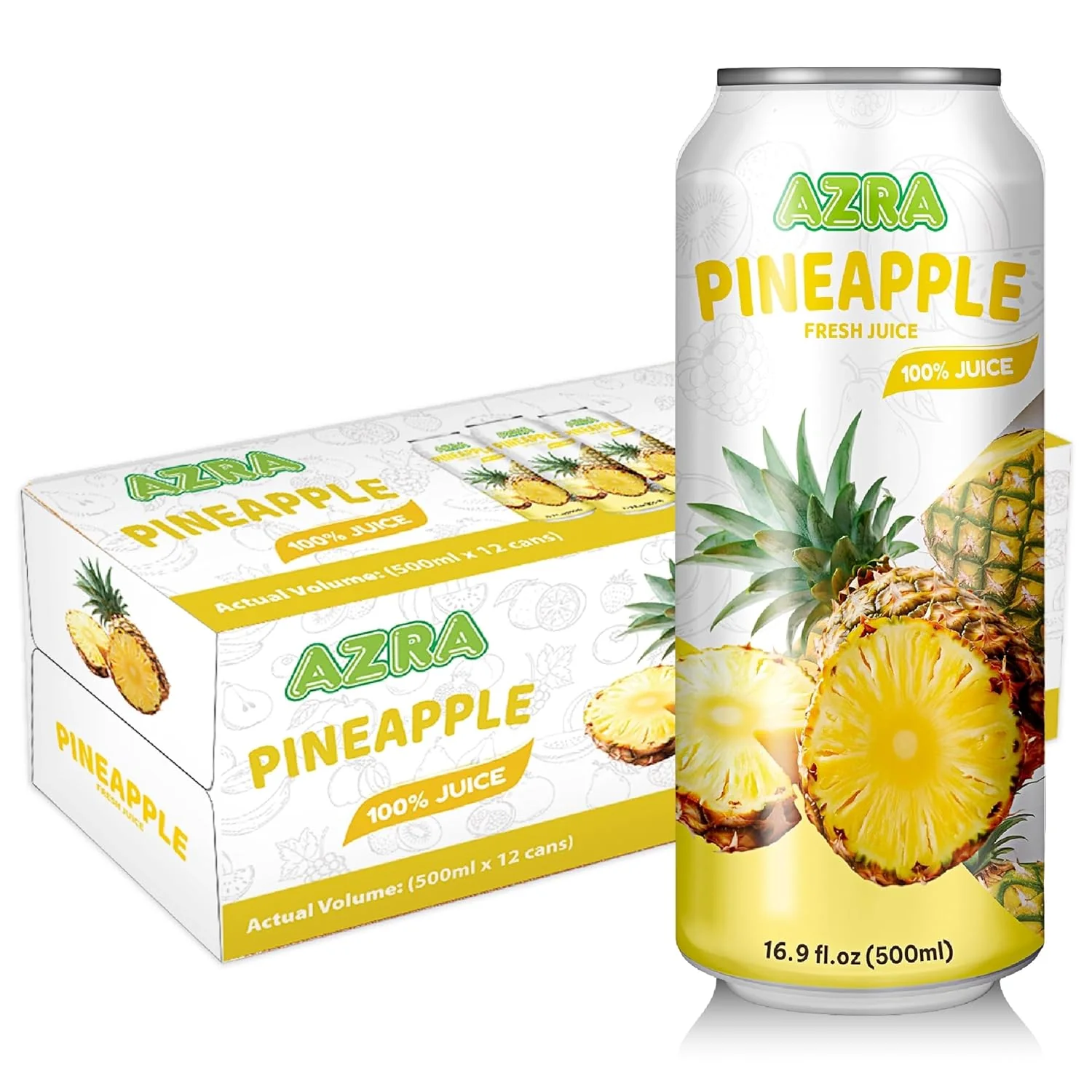 AZRA 100% Juice – 500ml Cans, Zero Sugar Beverages for  Kids & Adults - Image 15