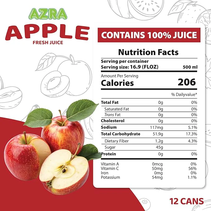 AZRA 100% Juice – 500ml Cans, Zero Sugar Beverages for  Kids & Adults - Image 2