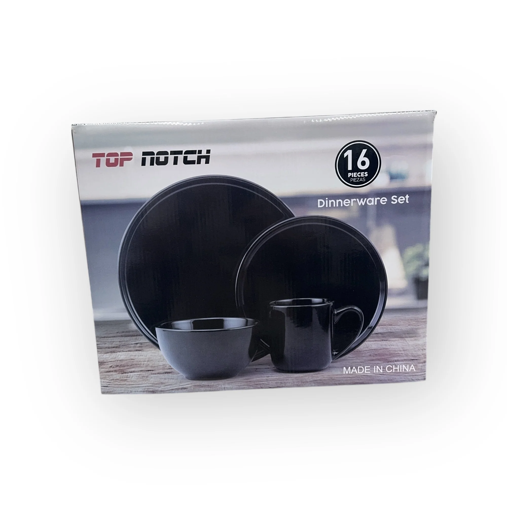 Top Notch – Black 16-Piece Dinnerware Set