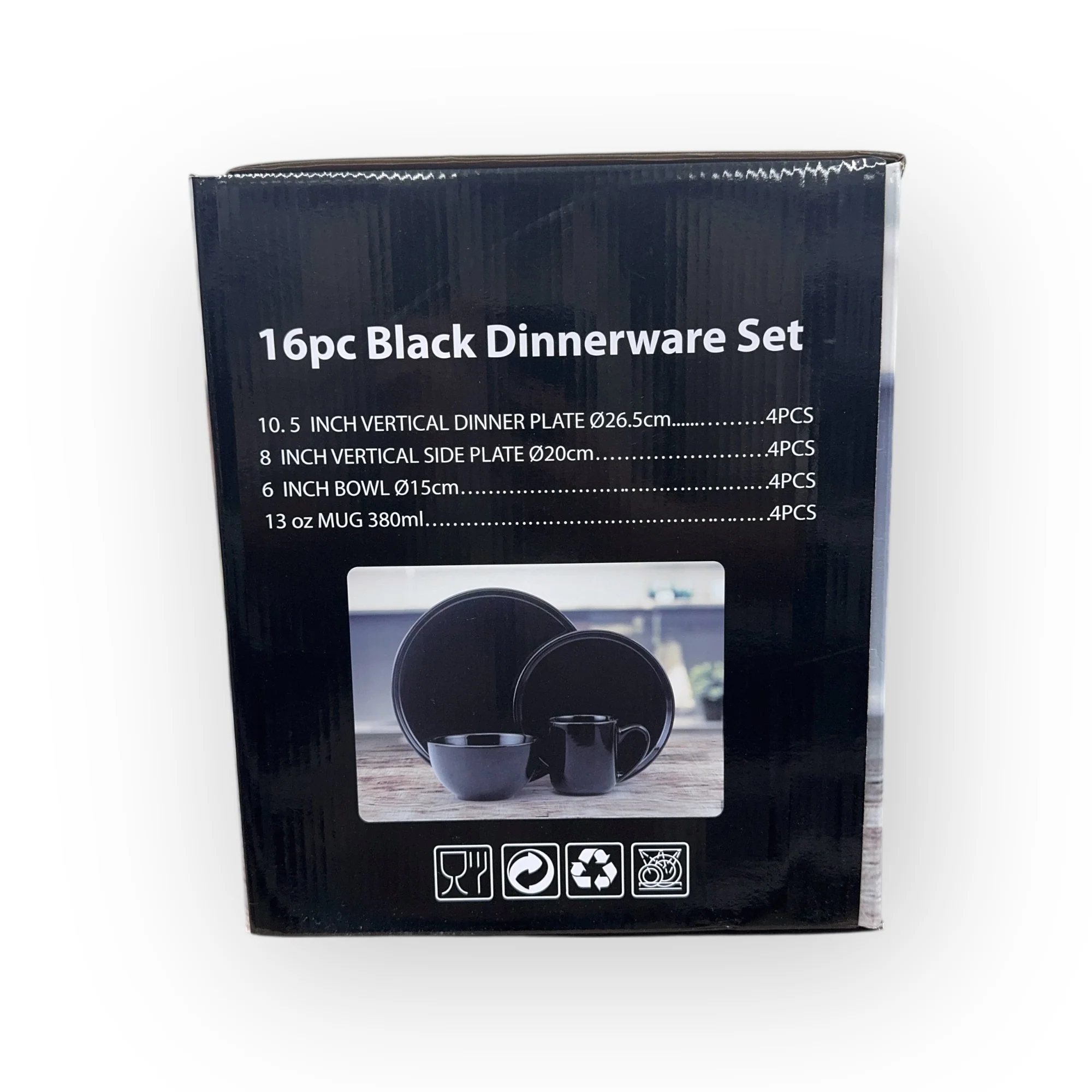 Top Notch – Black 16-Piece Dinnerware Set - Image 2
