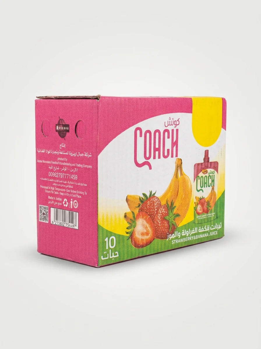 Coach Strawberry & Banana Juice 10 Pack - Kids Flavored Drink Pouches - Image 2
