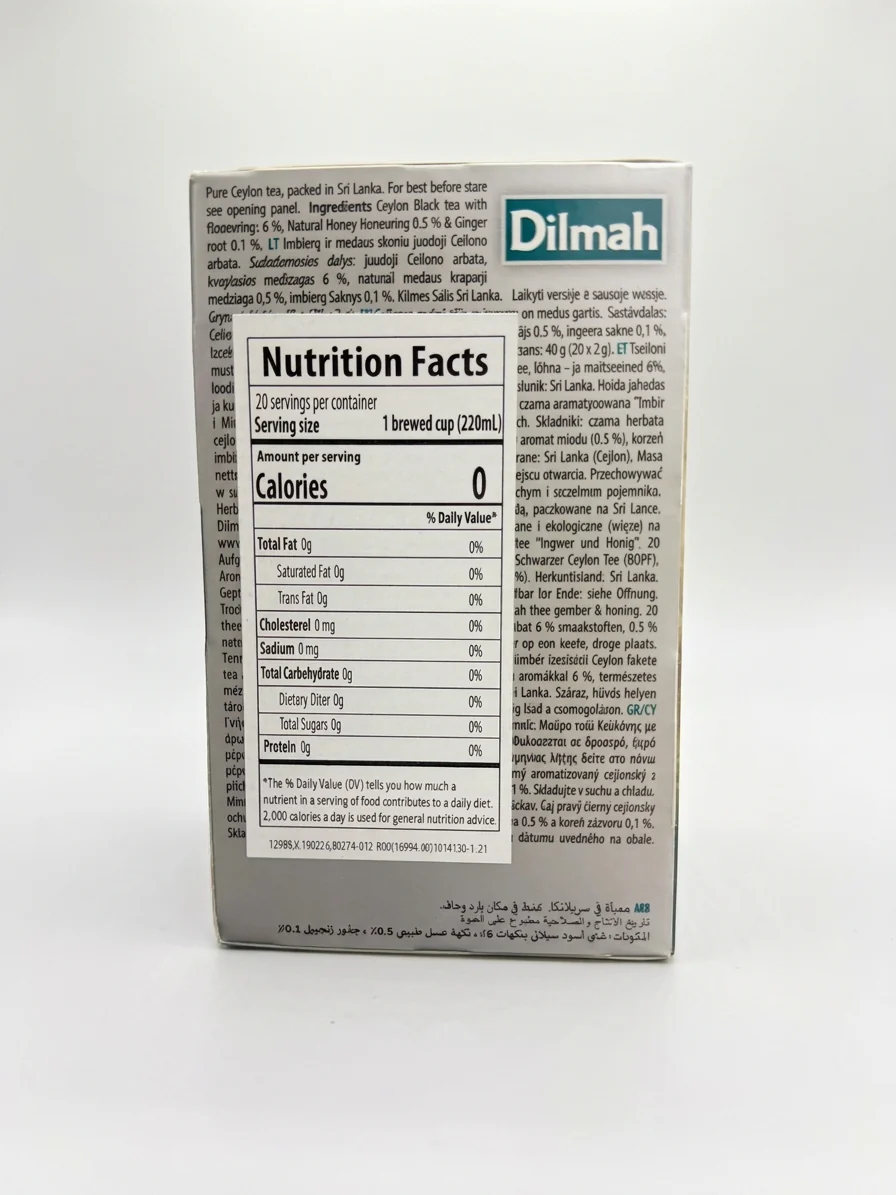 Dilmah Ginger & Honey Tea 40g - Ceylon Black Tea with Natural Spices - Image 2