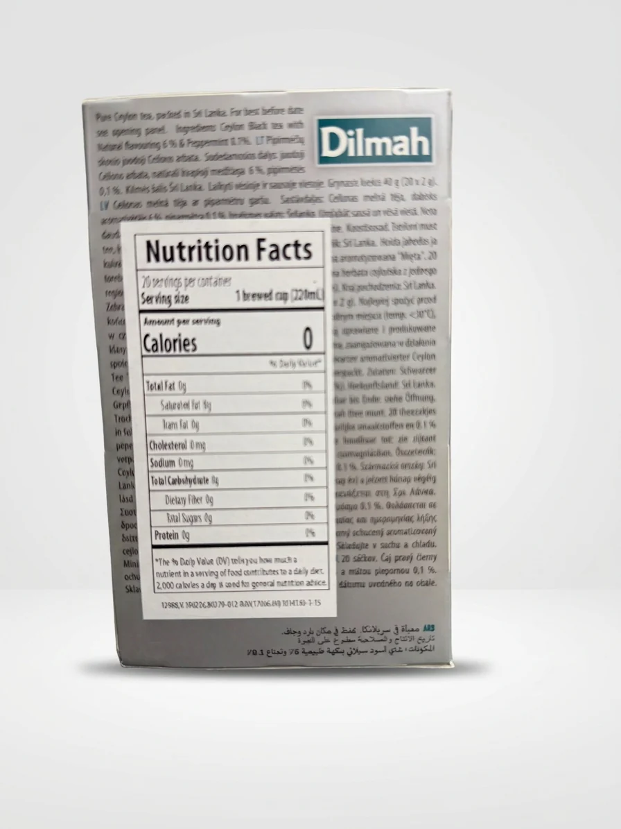 Dilmah Mint Ceylon Black Tea 40g - 20 Individually Wrapped Bags - Image 2