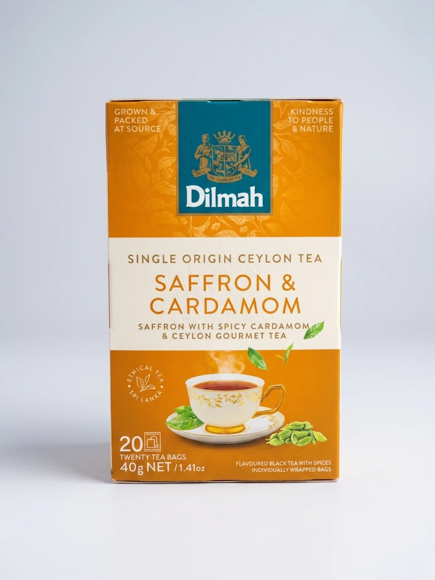 Dilmah Saffron & Cardamom Ceylon Tea 40g - 20 Individually Wrapped Bags