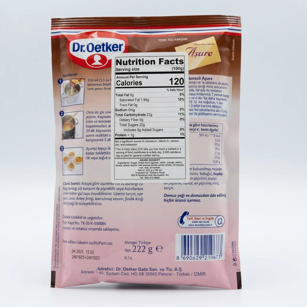 Dr. Oetker Asure (Noah's Pudding) 222g - Traditional Turkish Dessert Mix - Image 2