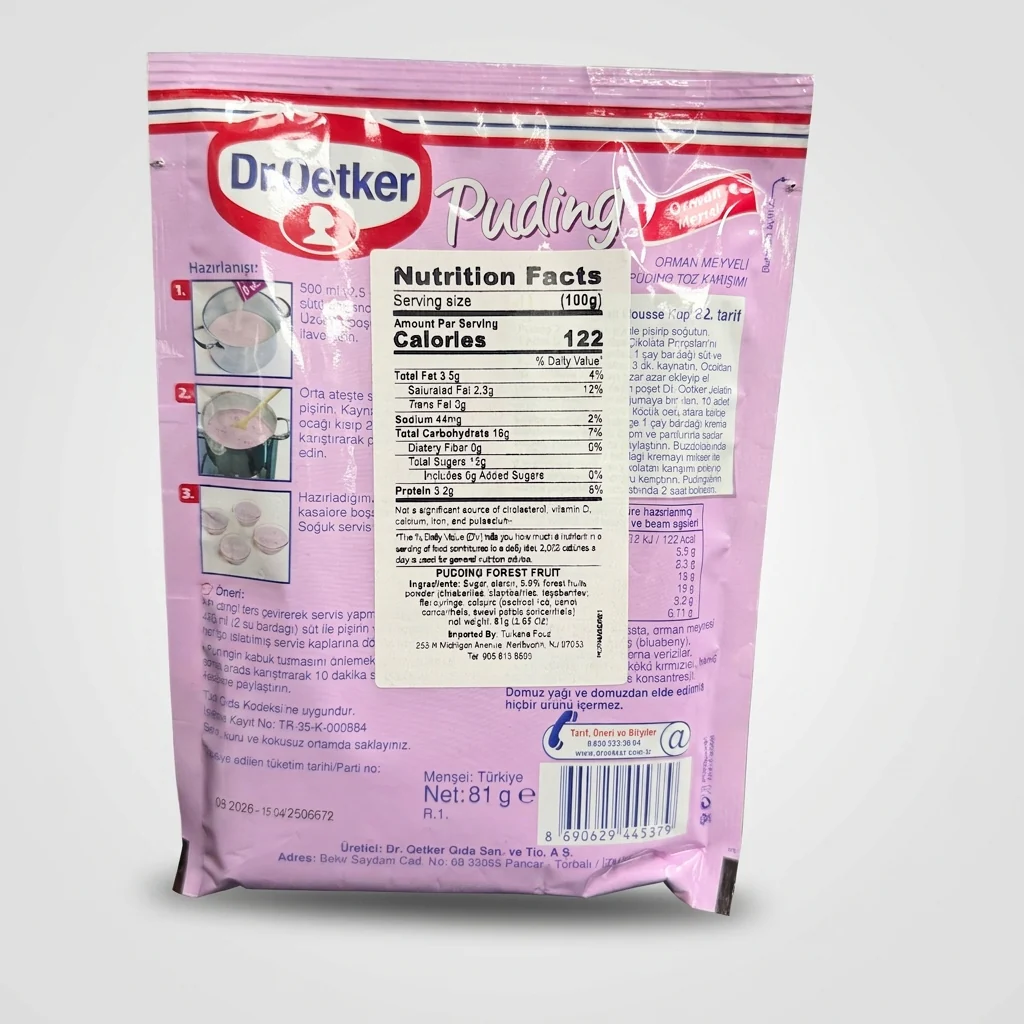 Dr. Oetker Forest Fruit Pudding Mix 81g - Orman Meyveli Turkish Dessert - Image 2