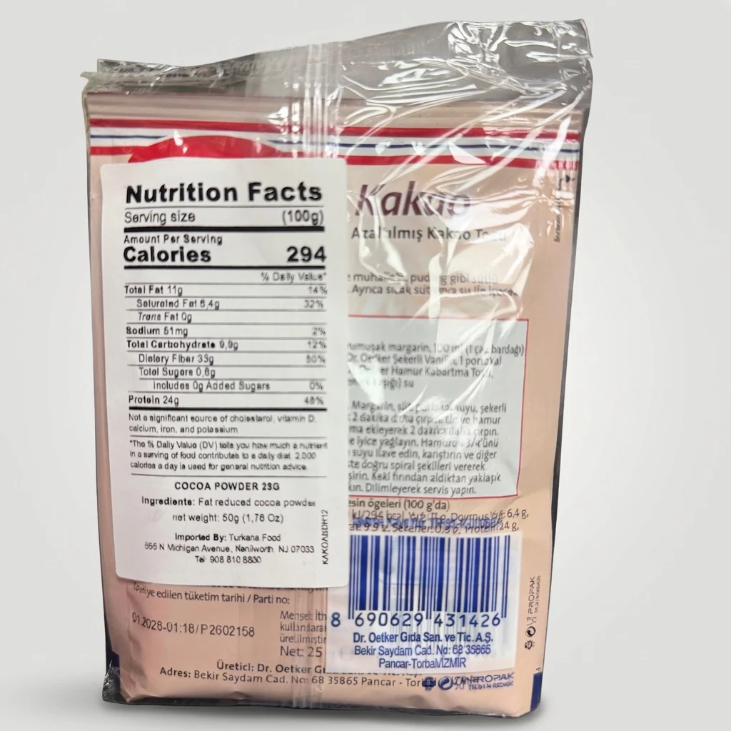 Dr. Oetker Kakao Cocoa Powder 50g - Turkish Baking Cocoa 2-Pack - Image 2