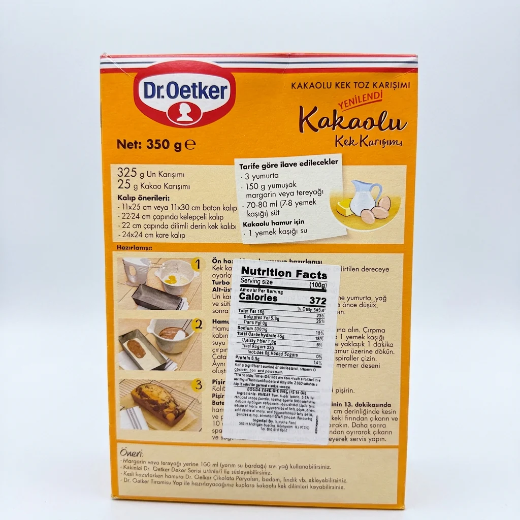 Dr. Oetker Kakaolu Kek Karışımı 350g - Marble Cake Mix - Image 2