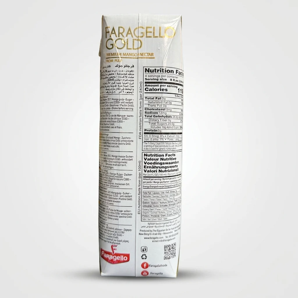 Faragello Gold Premium Mango Nectar 1 Liter - From Pulp - Image 2