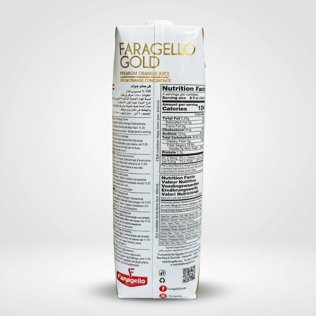 Faragello Gold Premium Orange Juice 1 Liter - From Concentrate - Image 2