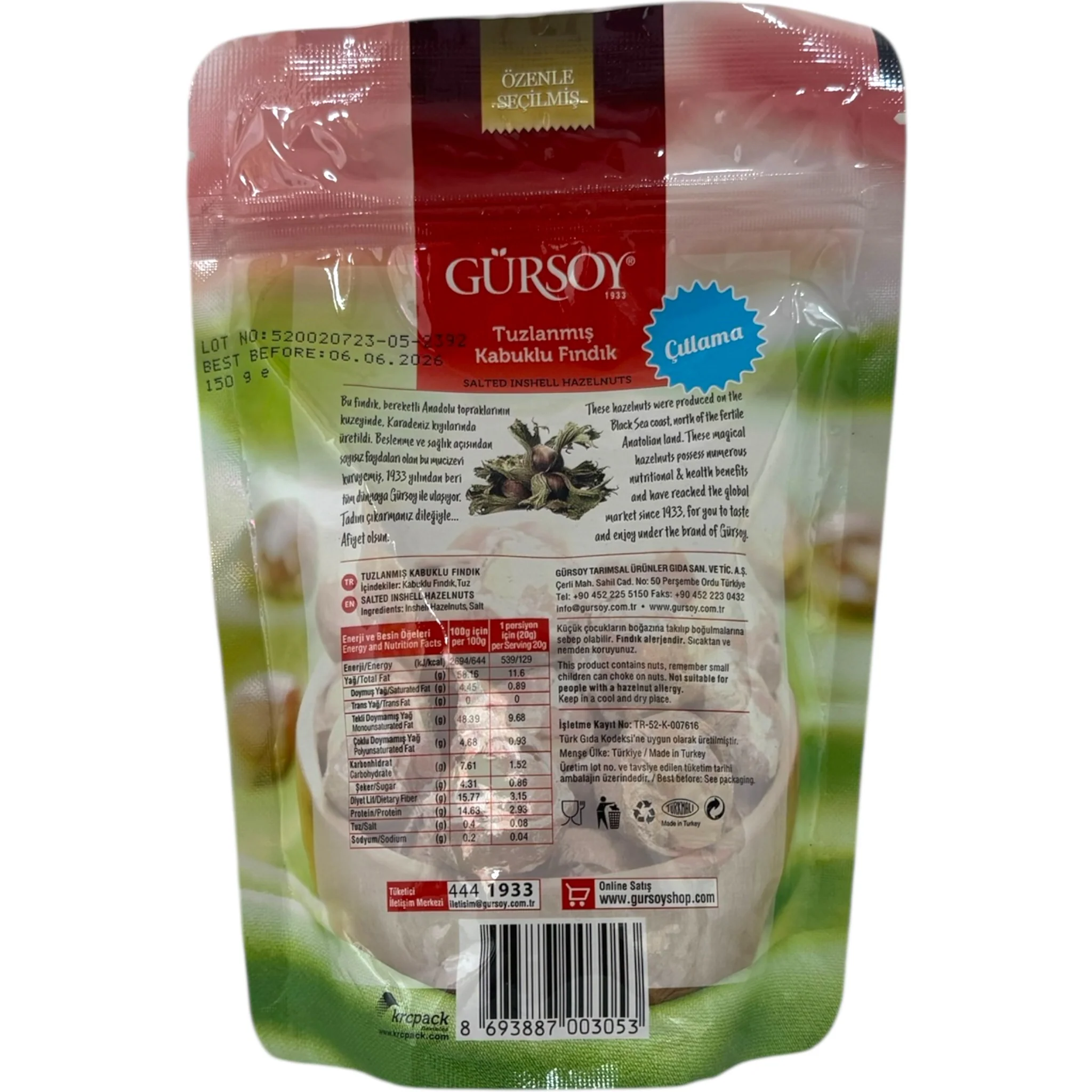 Gursoy Turkish Roasted and Salted Hazelnuts In Shell - Image 2