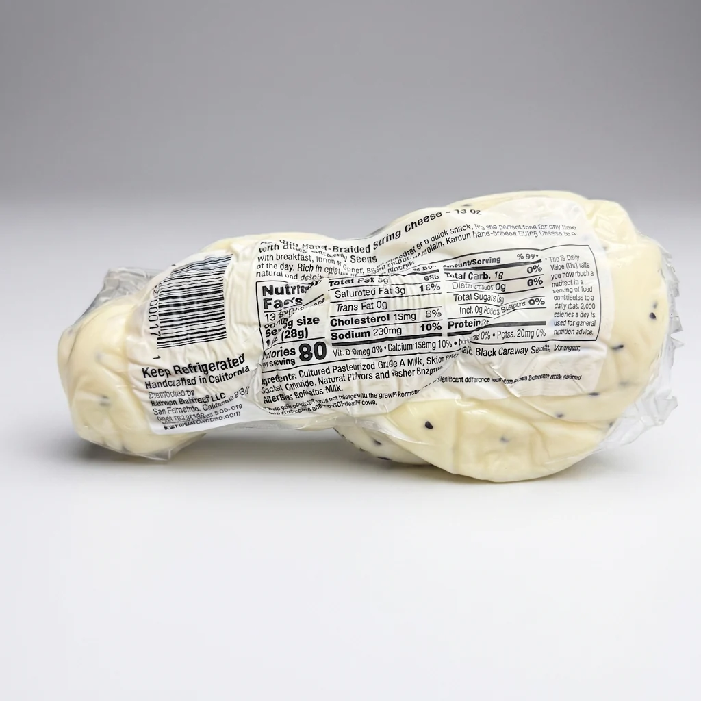 Hand Braided String Cheese with Caraway Seeds 13 oz - Halal Part Skim - Image 2