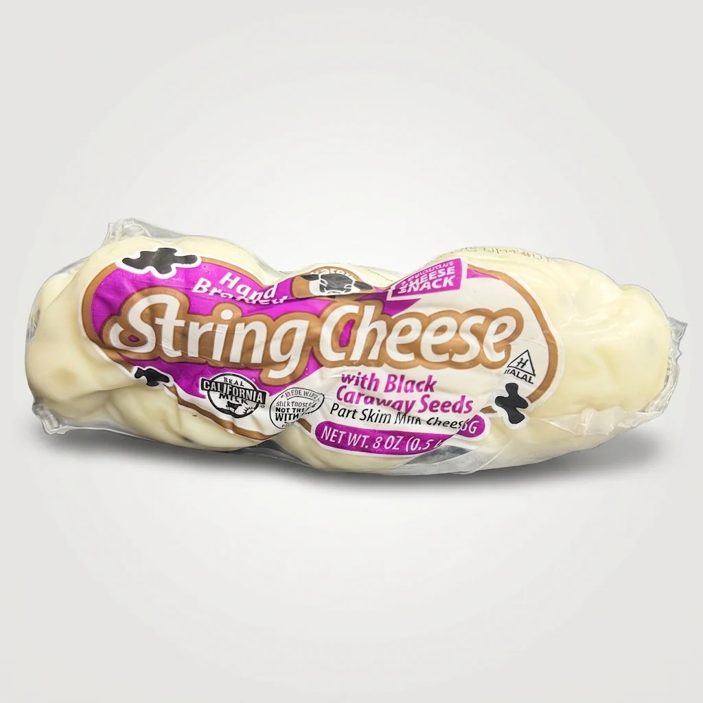 Hand Brand String Cheese with Black Caraway Seeds 8 oz - Part Skim Mozzarella