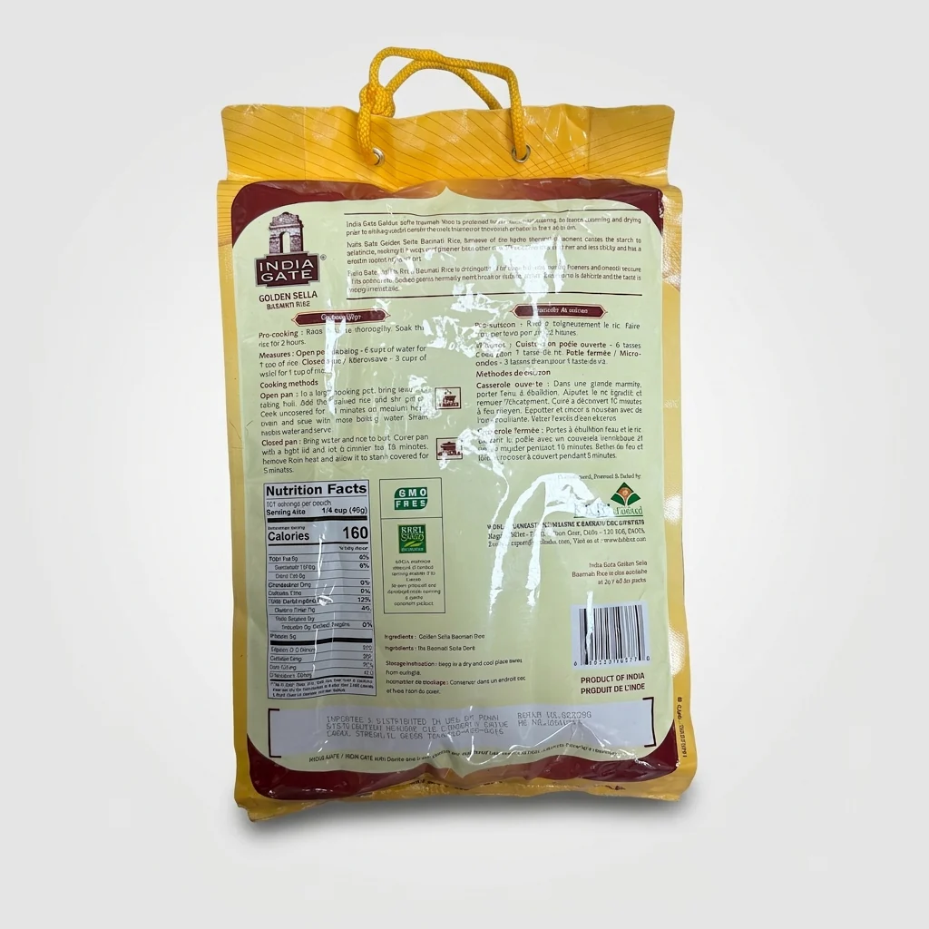 India Gate Golden Sella Basmati Rice 10 lbs - Premium Aged Long Grain - Image 2
