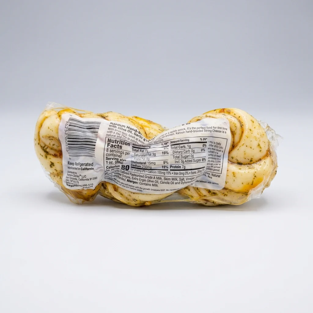 Karoun String Cheese with Olive Oil & Garlic 0.5 lb - Braided Halal - Image 2