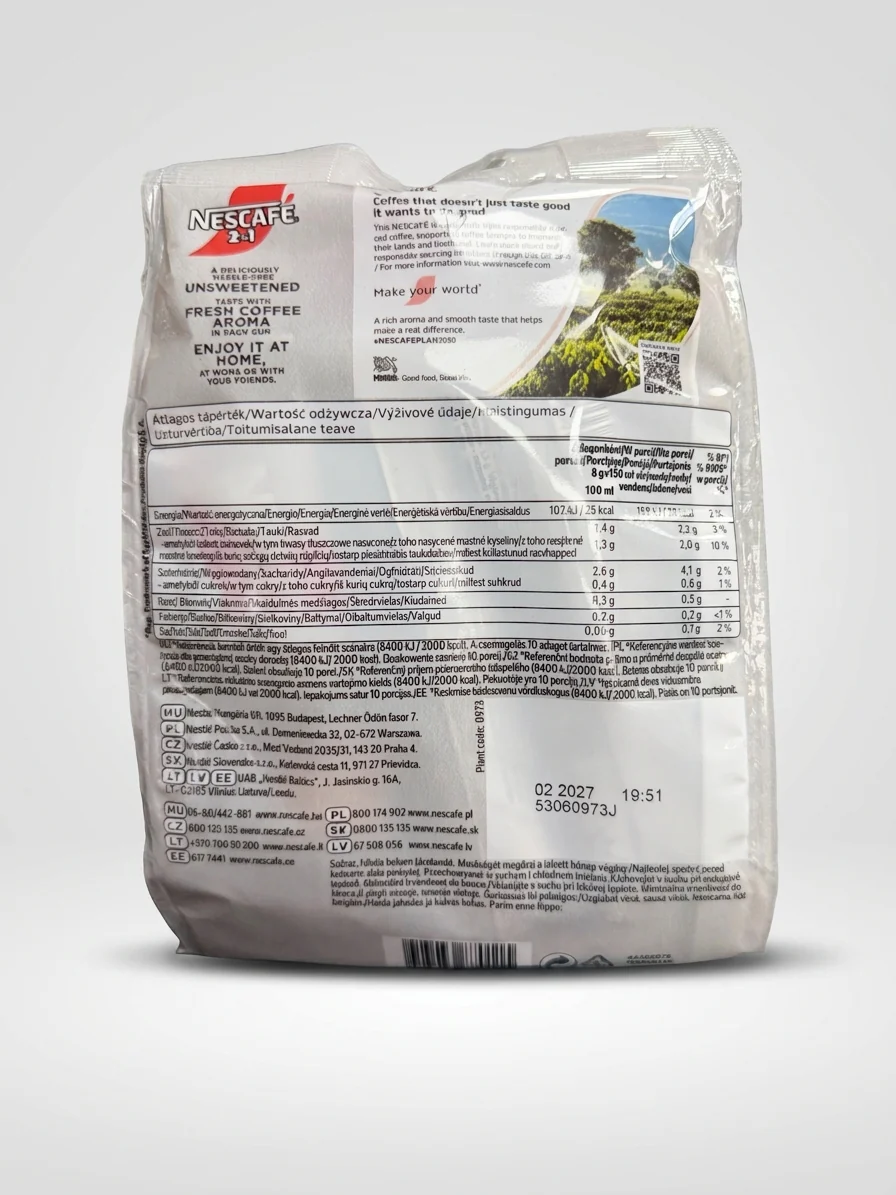 Nescafe 2in1 Unsweetened Coffee Mix 8 Sachets - Instant Coffee & Creamer - Image 2
