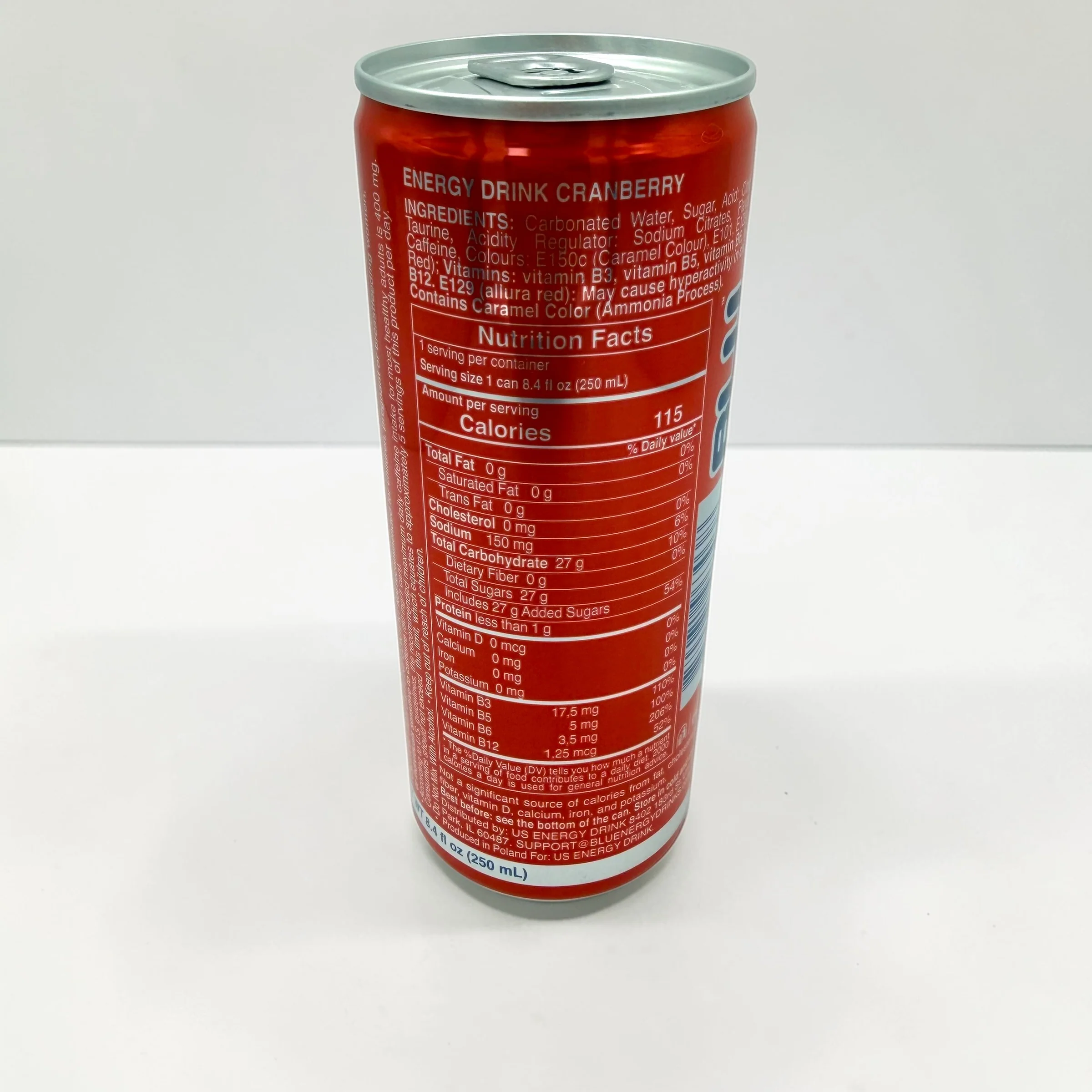 BLU DAY Cranberry Energy Drink 250ml Can - Image 6