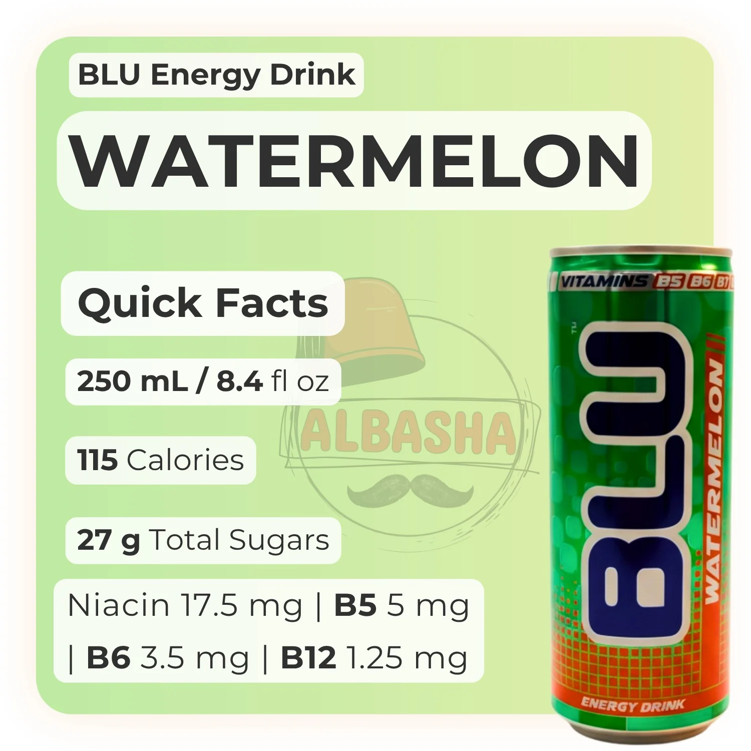 BLU DAY Watermelon Energy Drink 250ml - Image 6