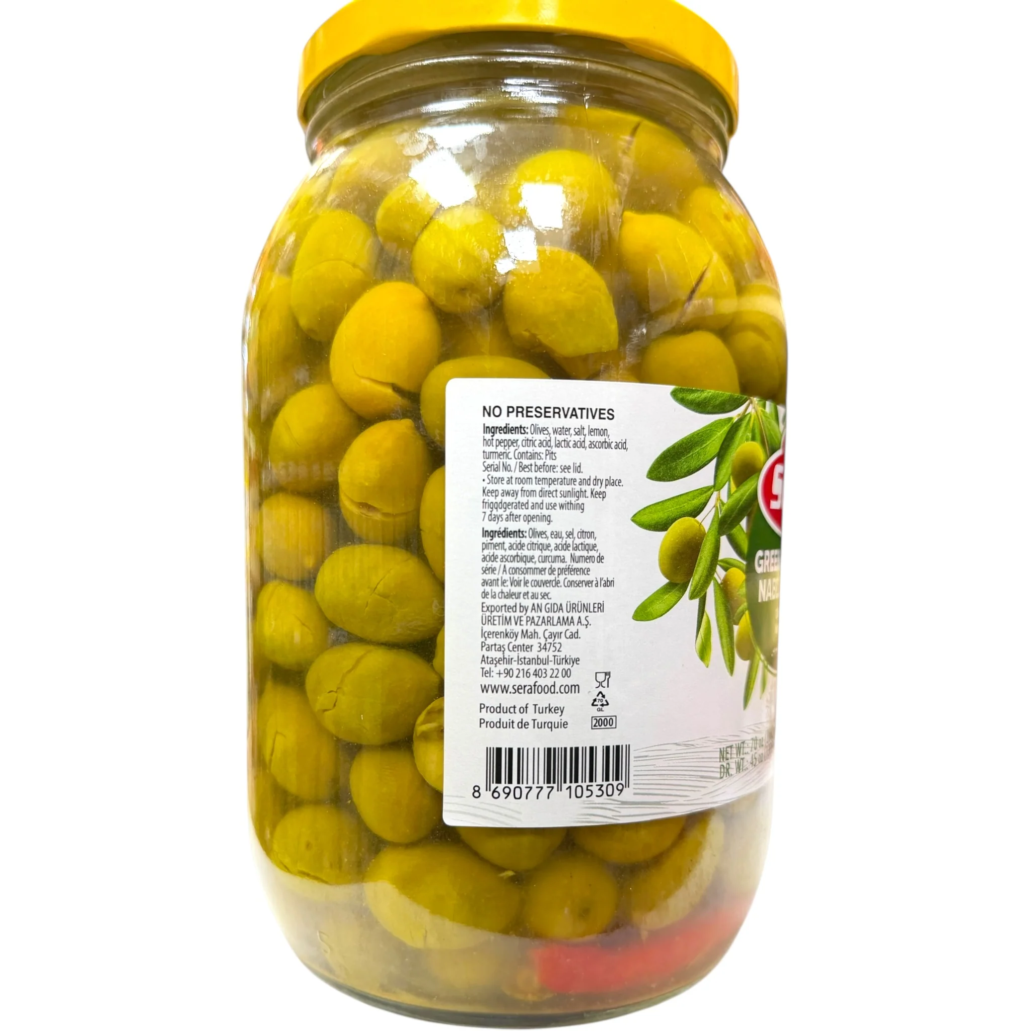 Authentic Nablus Sera Green Cracked Olives 2000g - Image 3