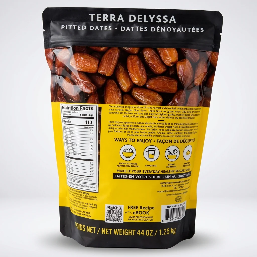 Terra Delyssa Organic Pitted Dates 1.25kg- Deglet Noor No Sugar Added - Image 2
