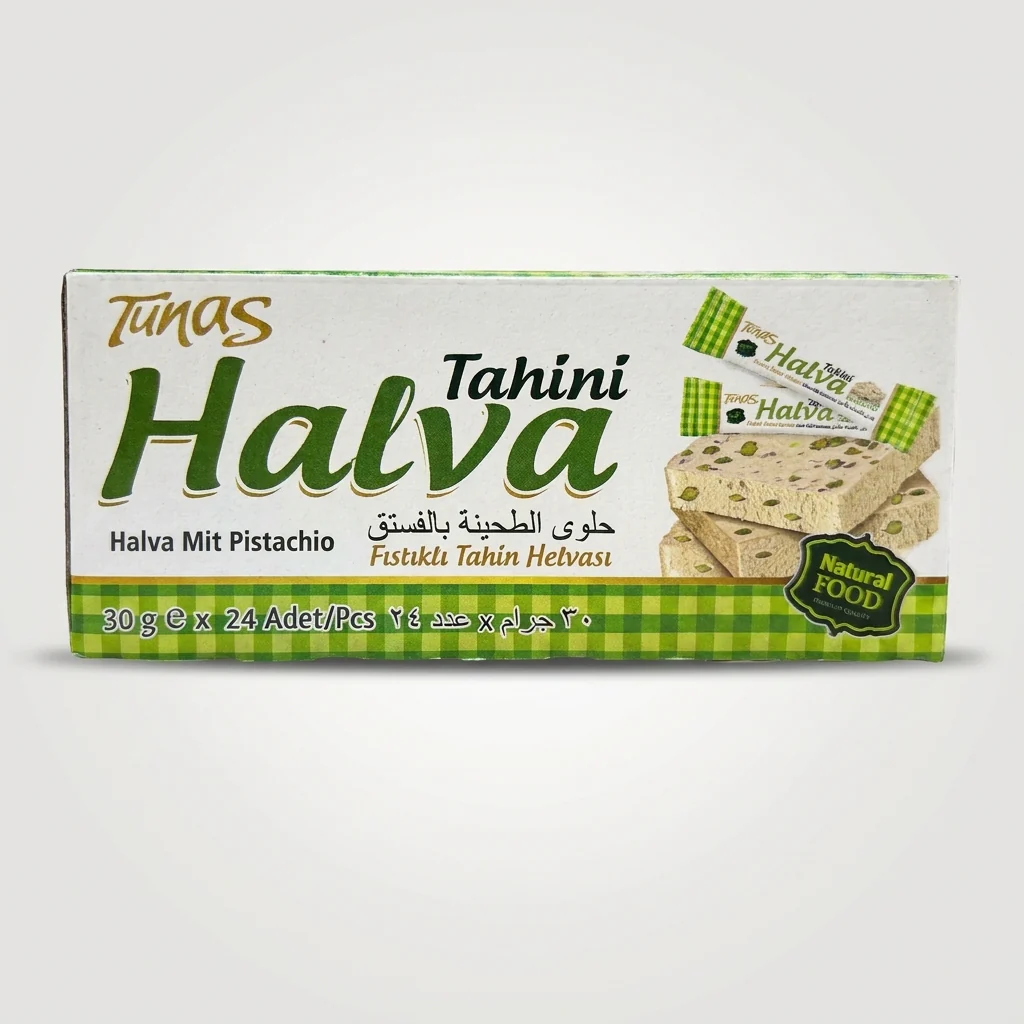 Tunas Tahini Halva with Pistachio 720g (24x30g) - Natural Turkish Sesame Candy