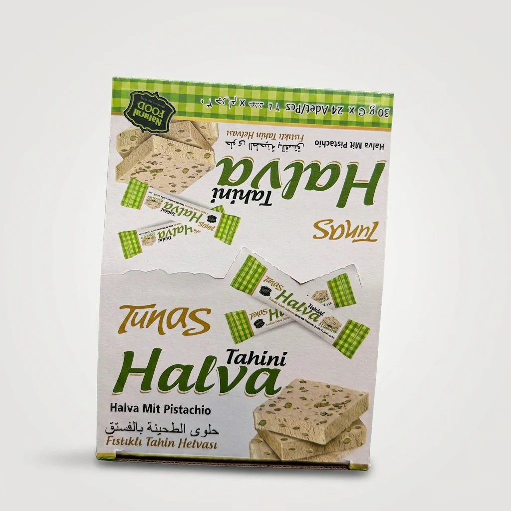 Tunas Tahini Halva with Pistachio 720g (24x30g) - Natural Turkish Sesame Candy - Image 2