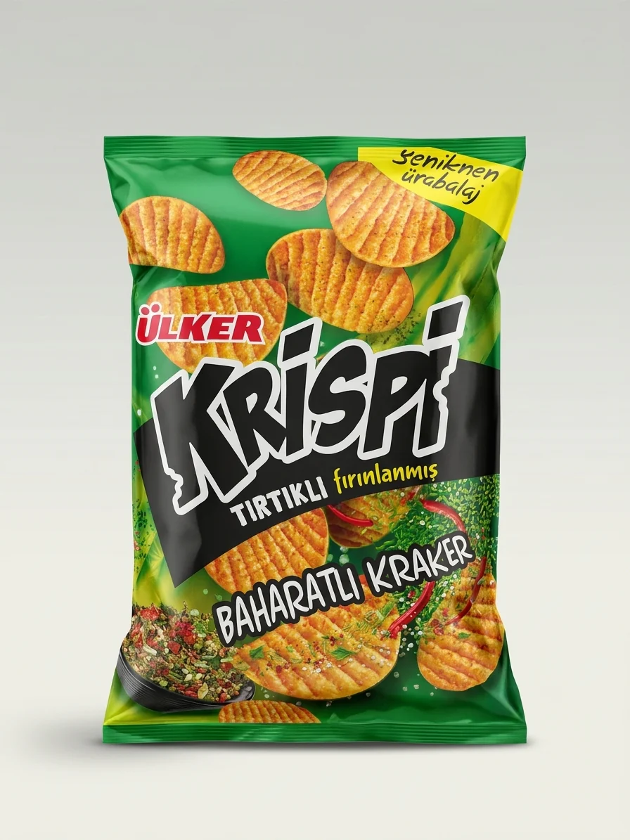 Ülker Krispi Baharatli Kraker 48g - Spicy Pepper Seasoned Crackers