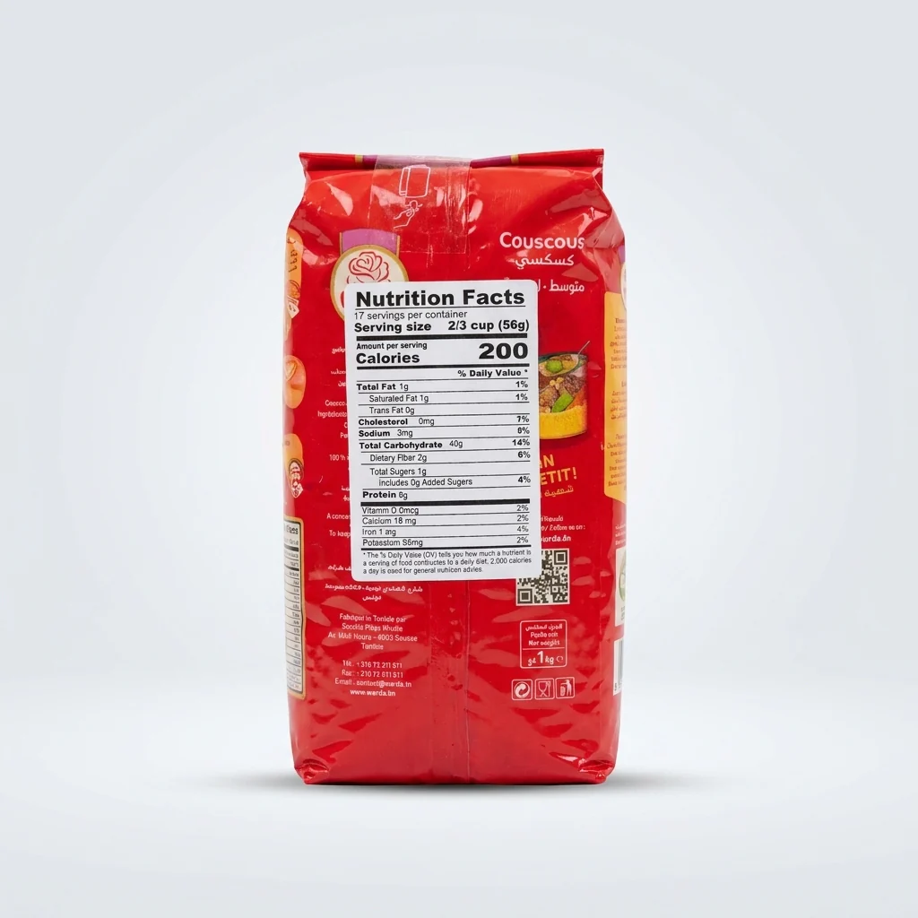 Warda Couscous Moyen 1kg (2.2 lbs) - Premium Medium Grain - Image 2