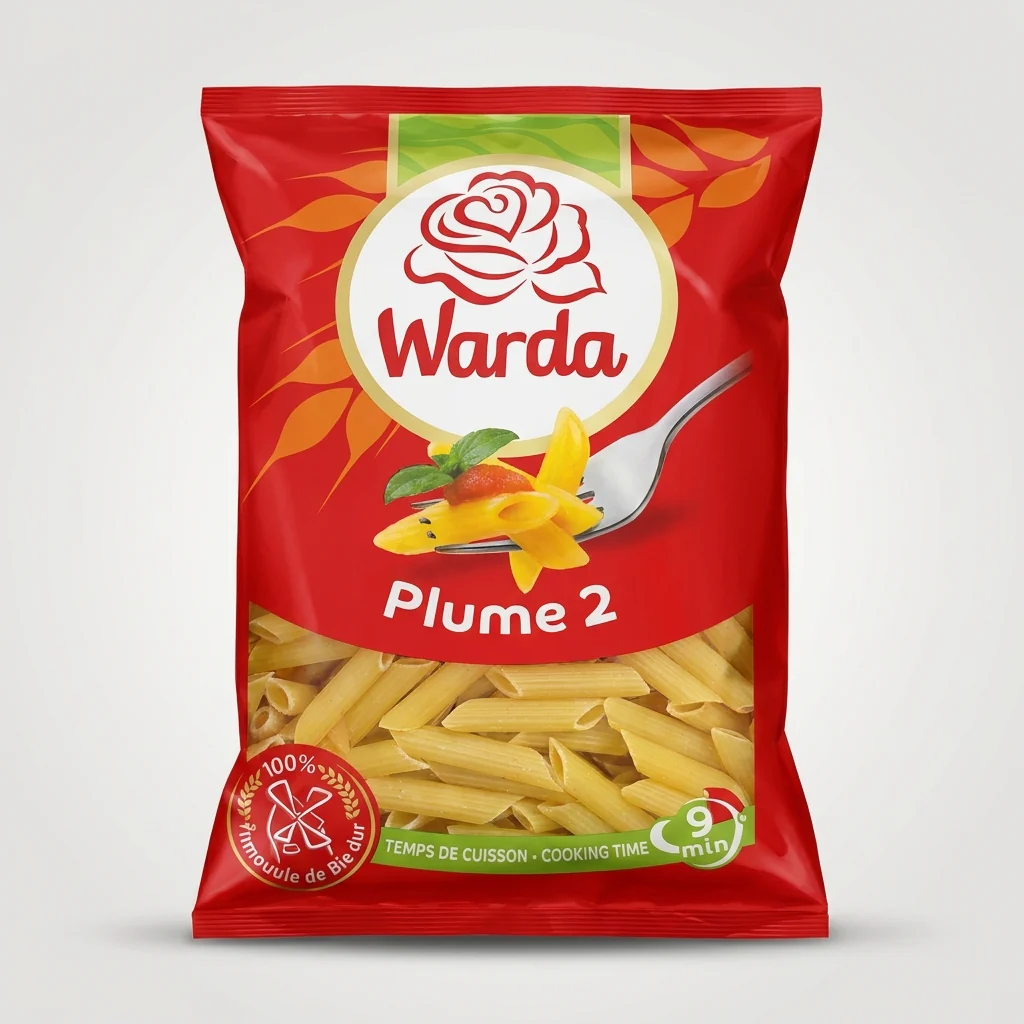 Warda Plume 2 Penne Pasta 900g - 100% Durum Wheat Semolina